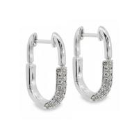 18kt White Gold Natural Round Diamond Small Hoop Earrings (.33ct)