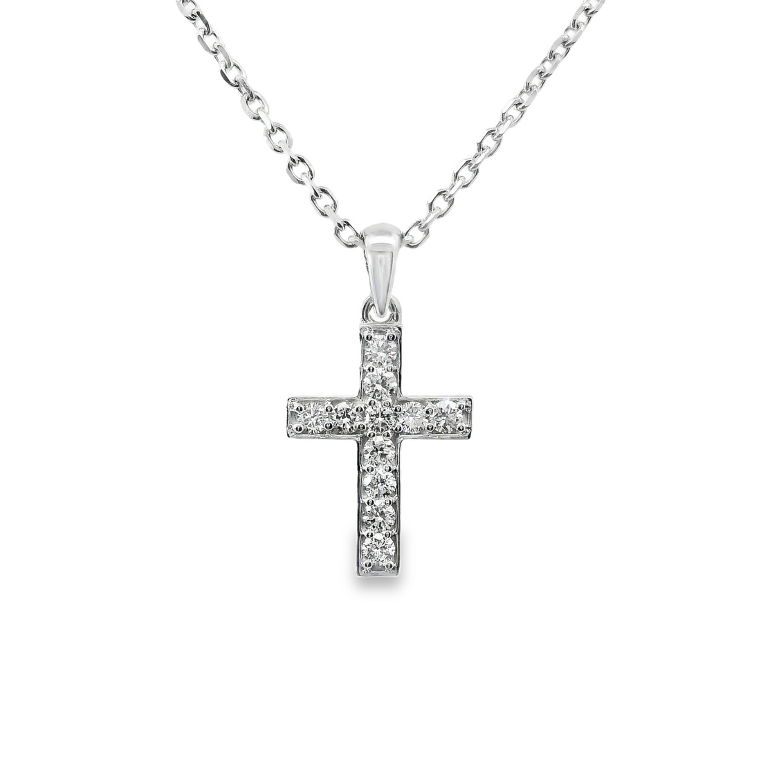 14kt White Gold Lab-Grown Diamond Cross Pendant (0.39ct)