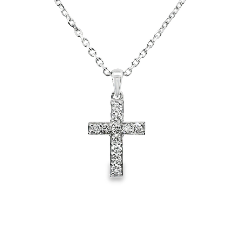 14kt White Gold Lab-Grown Diamond Cross Pendant (0.39ct)