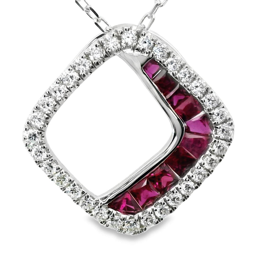 18kt White Gold Natural Diamonds And Natural Rubies Pendant (0.75ct)