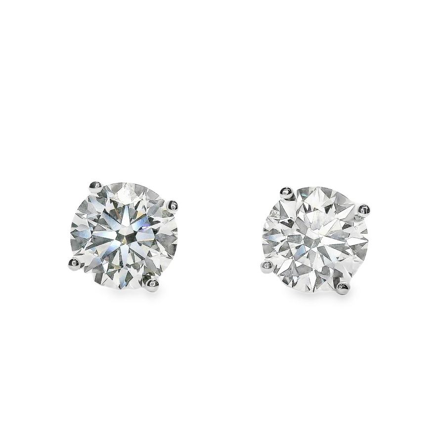 14kt White Gold Lab-Grown Round Diamond Stud Earrings (4.06ct)