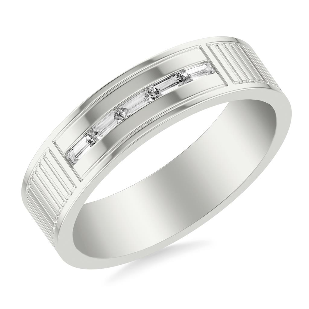 14K White Gold Diamond (.04ct) 8mm Wedding Band