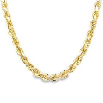 14K Yellow Gold 20" 3.5mm Diamond Cut Rope Chain (25.2g)