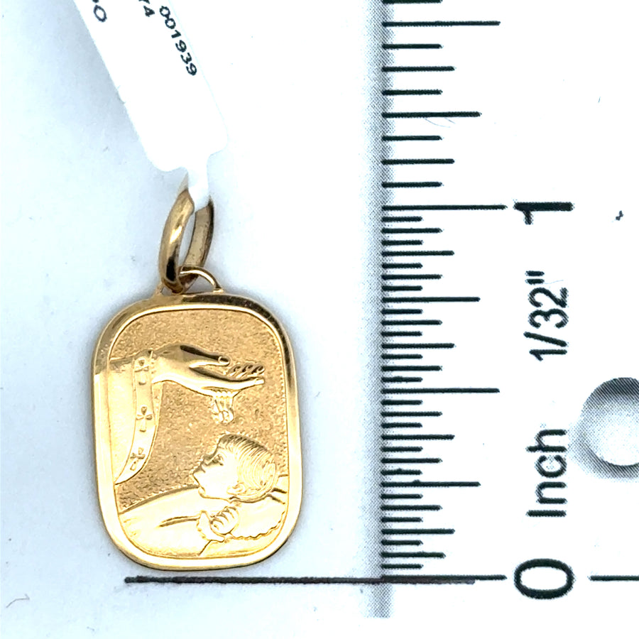 18kt Yellow Gold Italian Made Baptism Medal (2.4g)