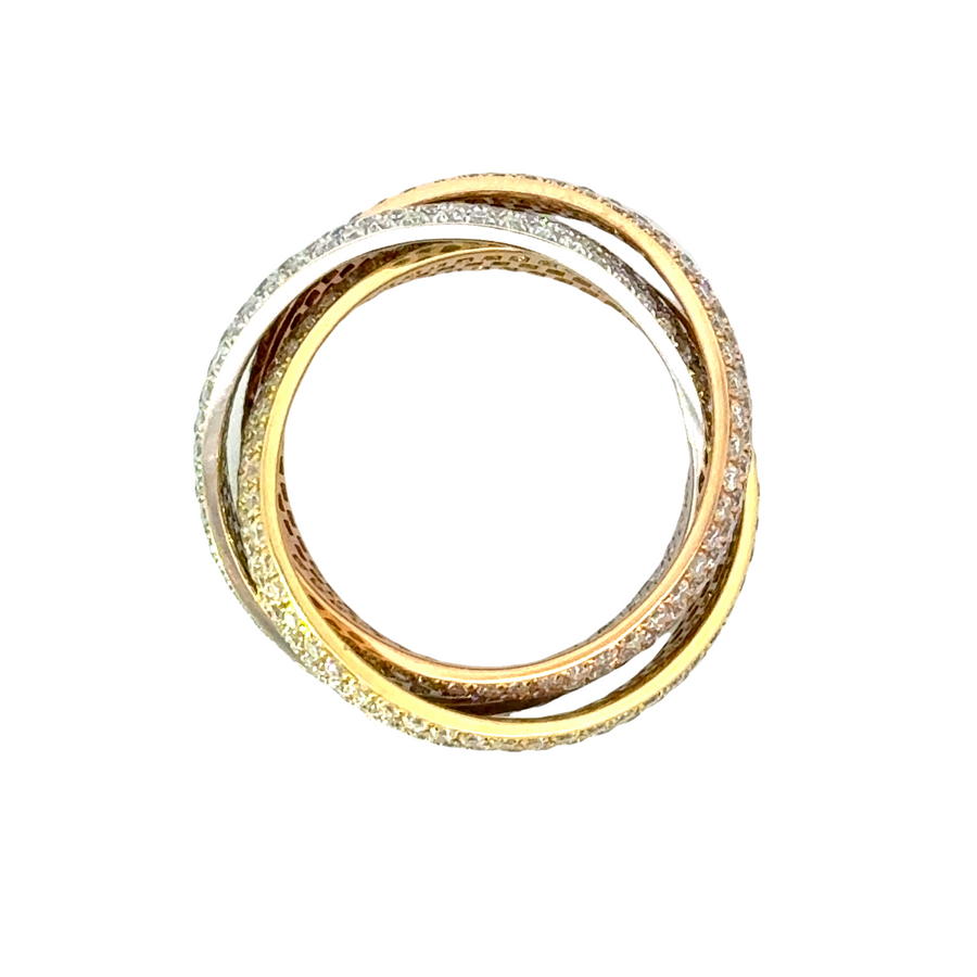 18kt Tri-Color Gold Natural Diamond Rolling Ring (3.9ct)