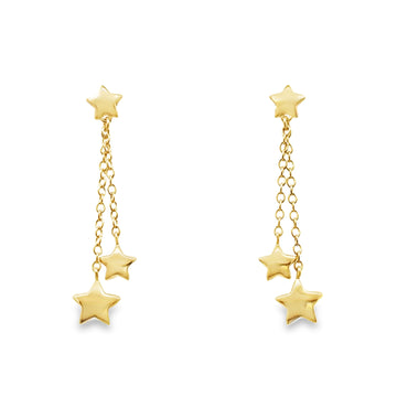 18kt Yellow Gold Italian Made Star Drop Earrings (2.64g)