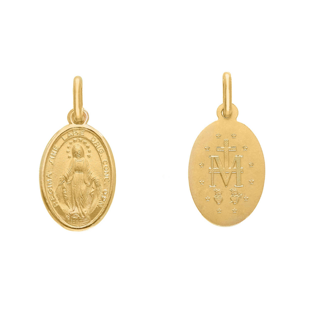 14kt Yellow Gold Italian Made Miraculous Mary Medal