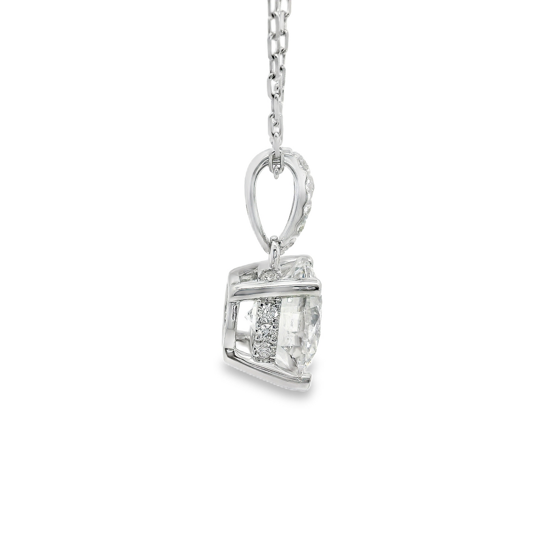18kt White Gold Lab-Grown Round Diamond and Natural Round Diamonds Pendant (3.18ct)