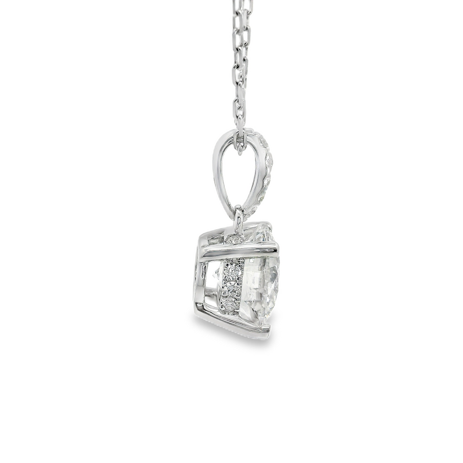 18kt White Gold Lab-Grown Round Diamond and Natural Round Diamonds Pendant (3.18ct)