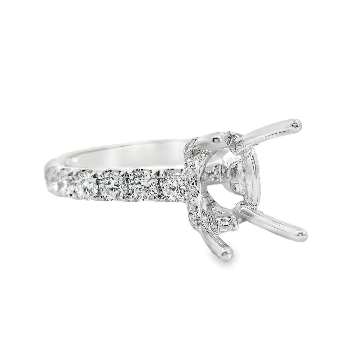 18kt White Gold Natural Round Diamond Semi-Mount Ring (1.43ct)