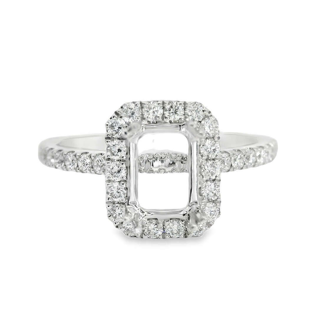 18kt White Gold Full-Cut Round Diamond Halo Semi-Mount Ring (.45ct)