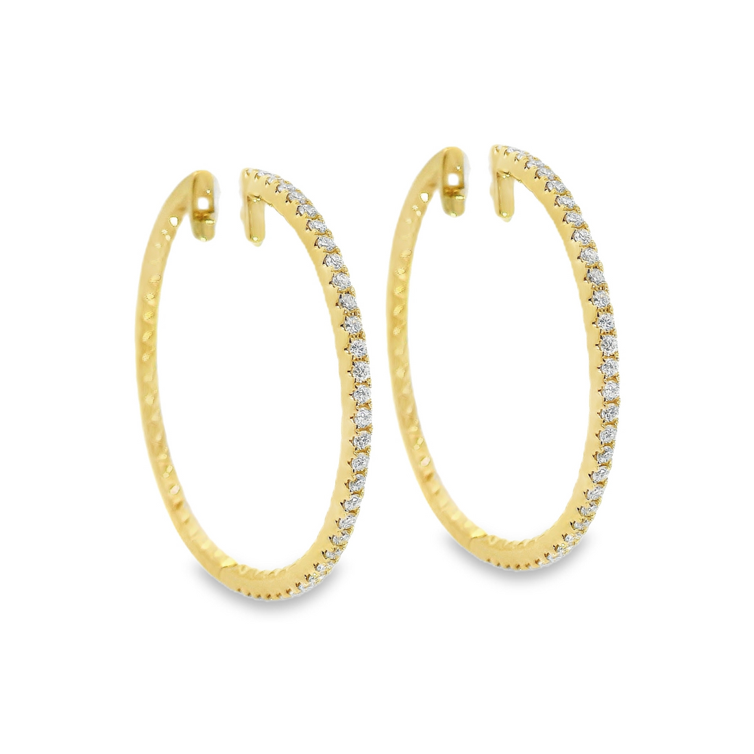 18kt Yellow Gold Natural Round Diamond Large Hoop Earrings (.50ct)