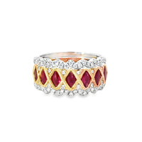 18kt Tu-Tone Gold Round Natural Diamonds and Marquise Natural Tourmalines Ring (0.4ct)