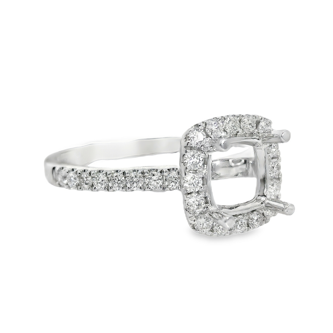 18kt White Gold Full-Cut Diamond Halo Semi-Mount Ring (.42ct)