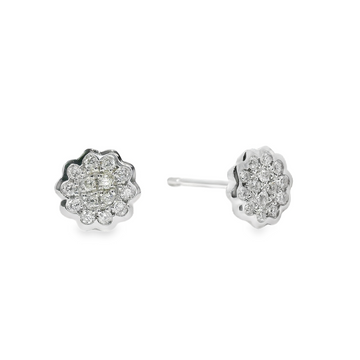 18kt White Gold Natural Diamonds Cluster Earrings (0.18ct)