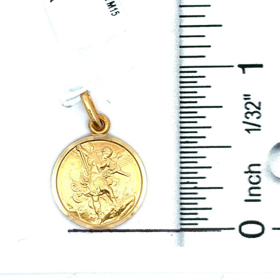 18kt Yellow Gold Italian Made 15mm St. Michael Medal (2.7g)