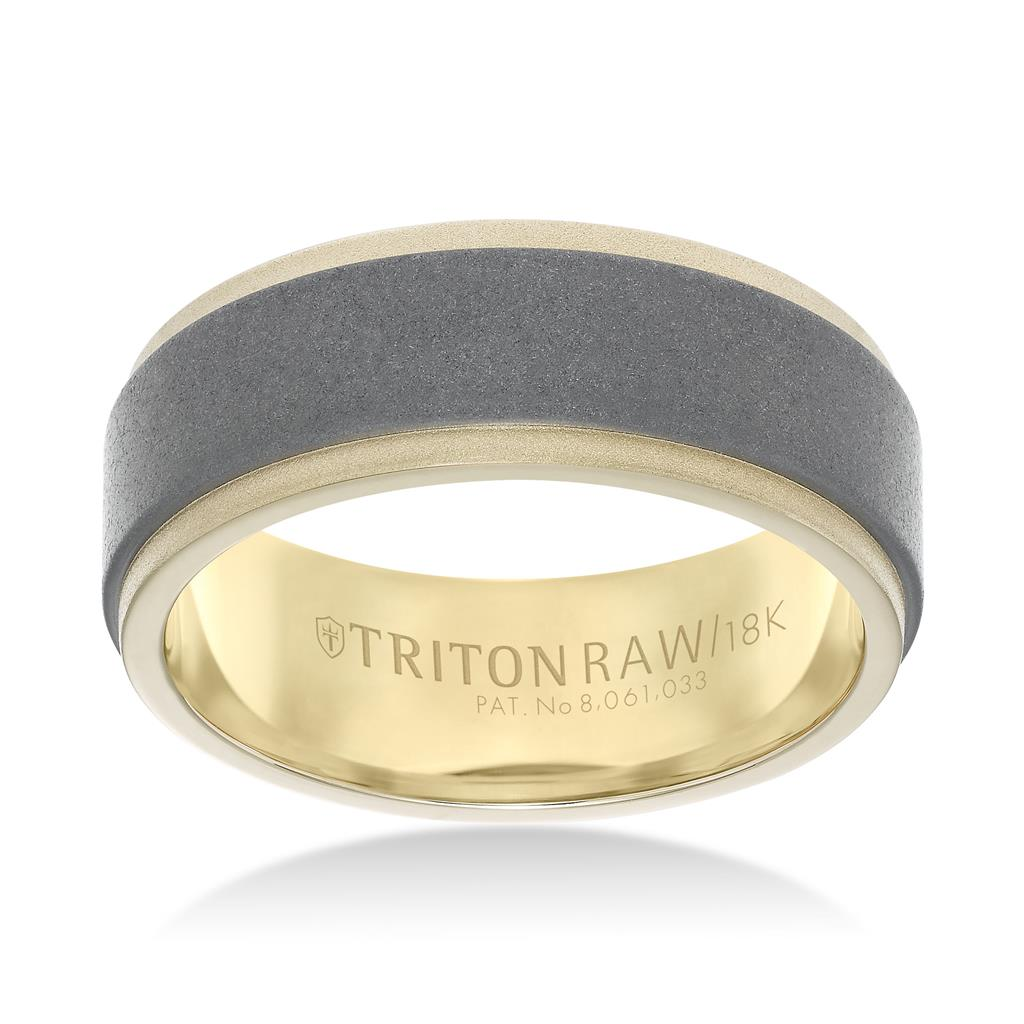 Triton Tunsten Raw and 18kt White Gold 8.0mm Wedding Ring