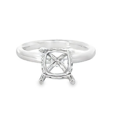 18kt White Gold Hidden Halo Natural Diamonds Semi-Mount Ring (0.14ct)