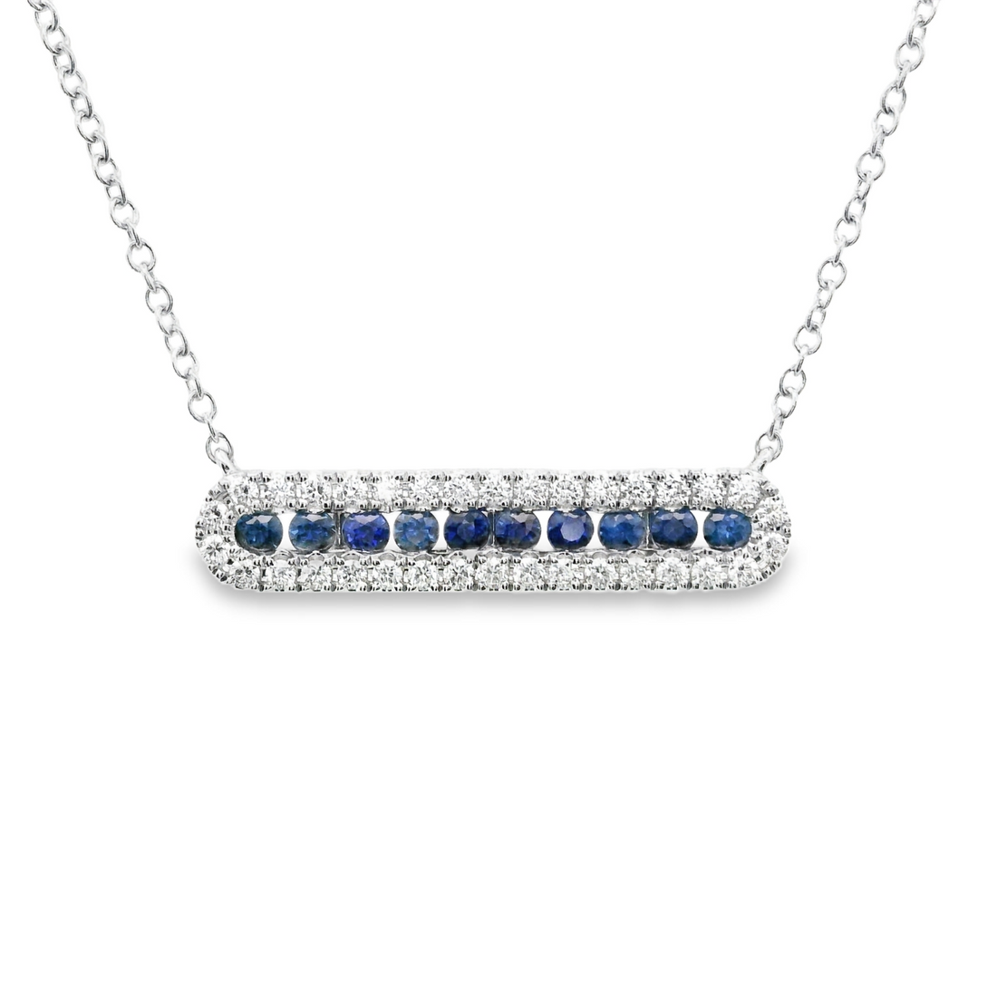 18kt White Gold Natural Sapphires And Natural Diamonds Pendant (0.82ct)