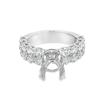 18K White Gold Natural Round Diamond Semi-Mount Ring (2.14ct)