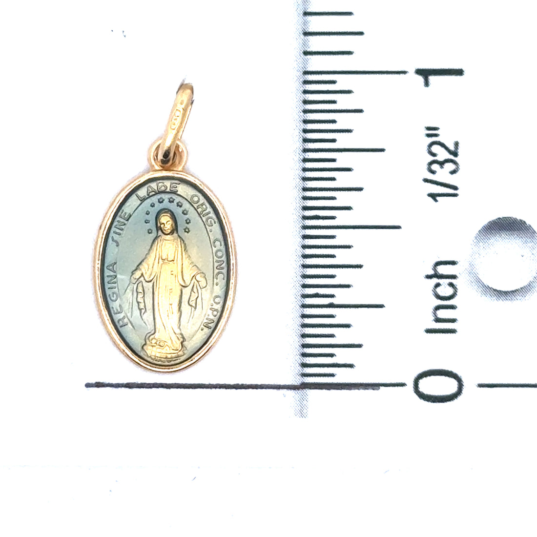 18kt Yellow Gold Italian Made Miraculous Medal With Enameled Front (2.27g)