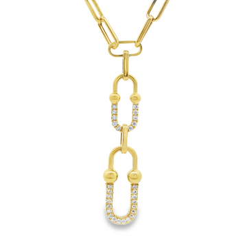 18kt Yellow Gold Natural Round Diamond Paperclip Dangle Pendant (.27ct)