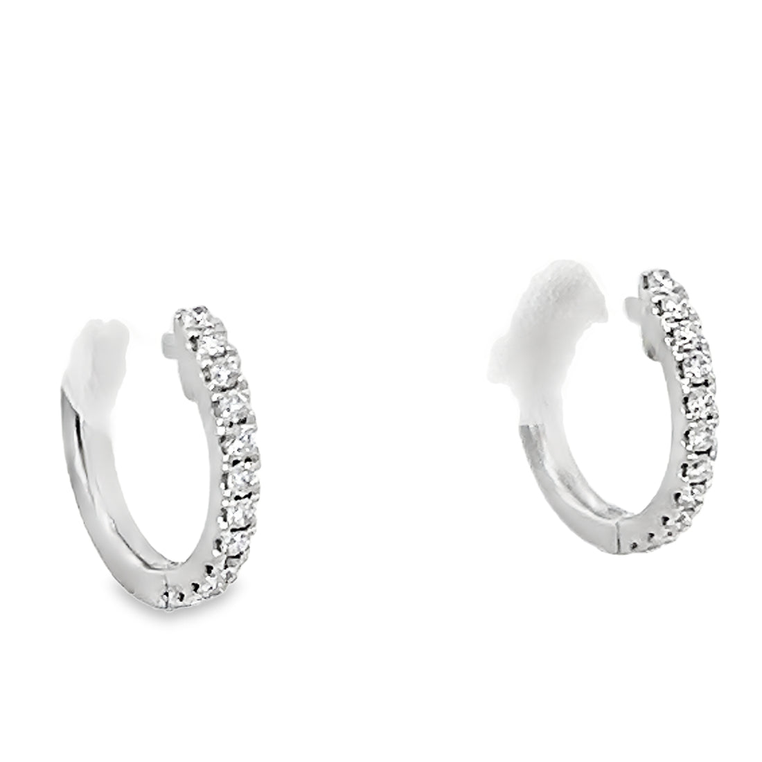 18kt White Gold Natural Diamonds Small Hoop Earrings (0.11ct)