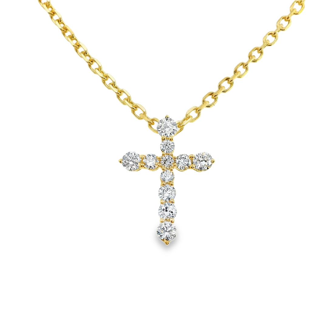 18kt Yellow Gold Natural Round Diamond Cross Pendant (.34ct)
