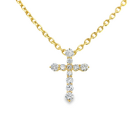 18kt Yellow Gold Natural Round Diamond Cross Pendant (.34ct)
