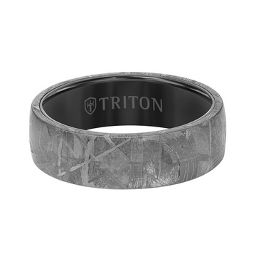 Artcarved Black Tungsten and Meteorite 7mm Ring