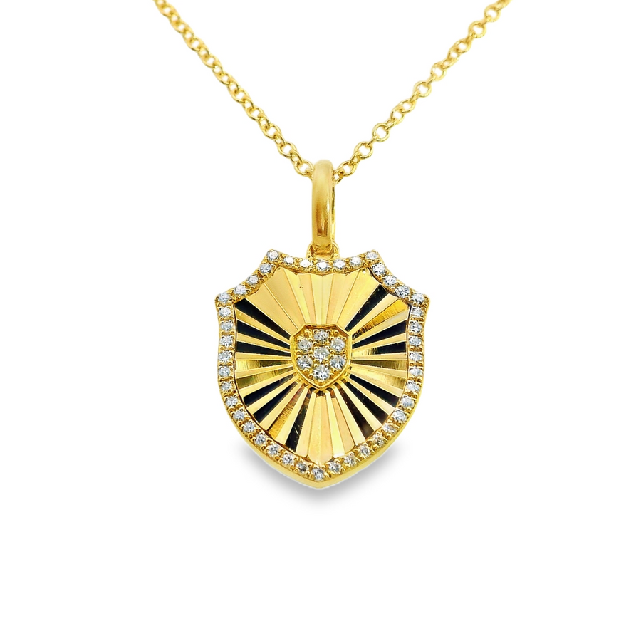 18kt Yellow Gold Natural Round Diamond Shield Pendant (.27ct)