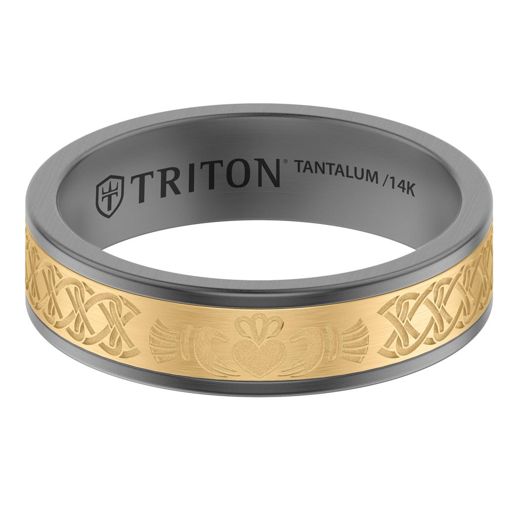 Triton 14kt and Tantalum Tu-Tone 6mm Celtic Matte Finish Wedding Band