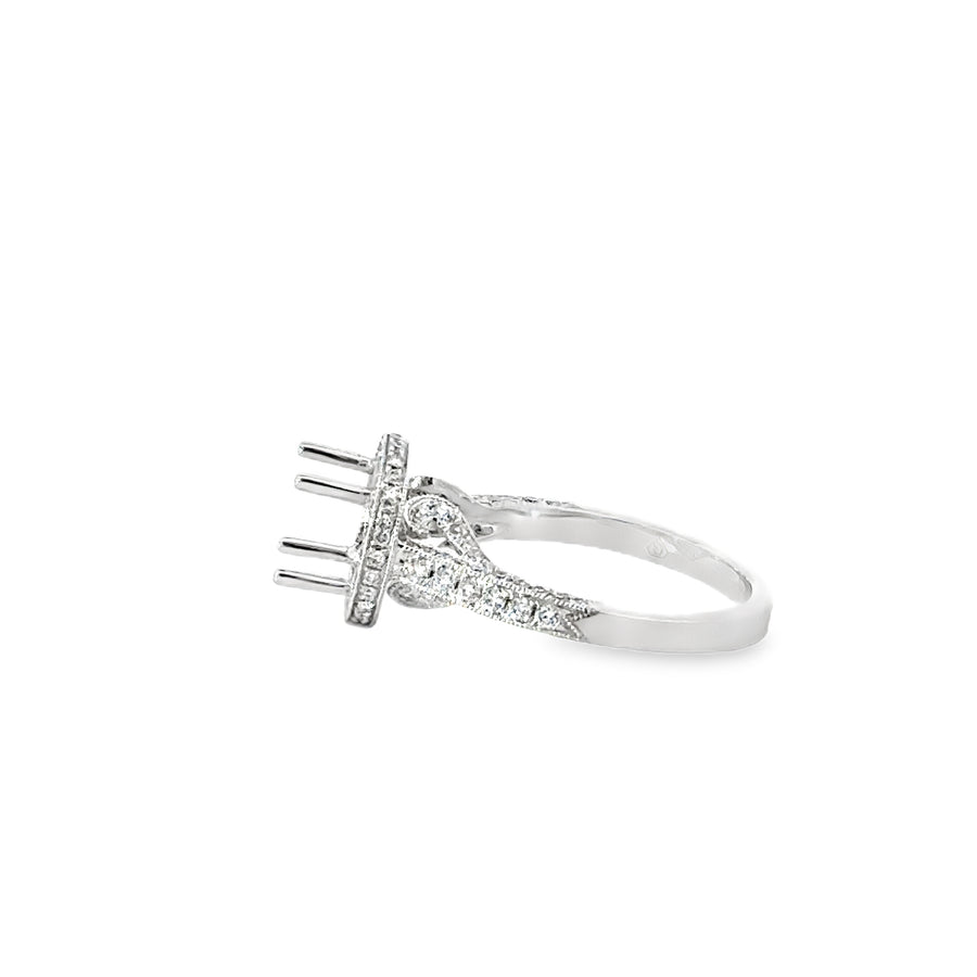 18kt White Gold Halo Natural Diamonds Semi-Mount Ring (0.63ct)