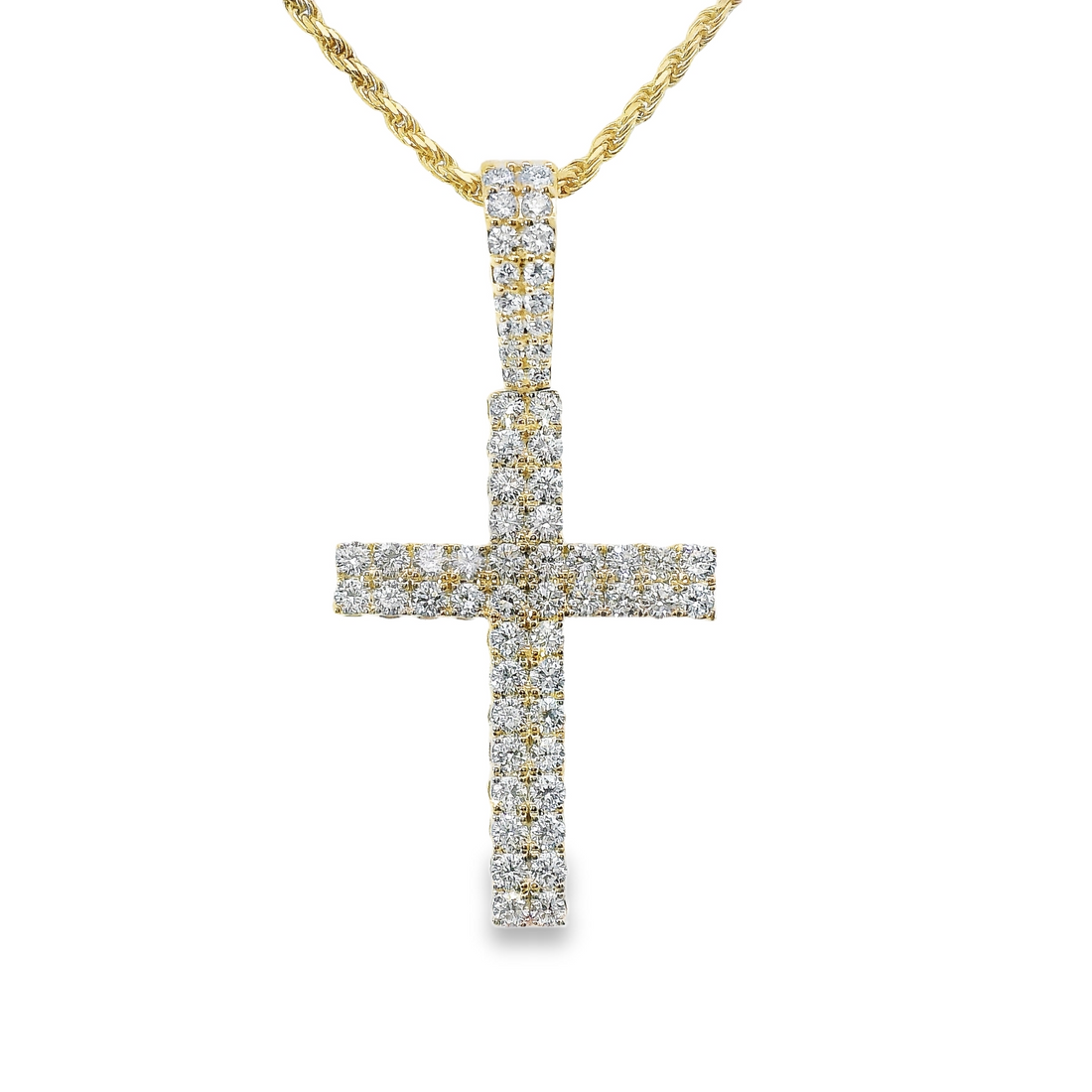 14kt Yellow Gold Lab-Grown Round Diamonds Cross Pendant (1.04ct)