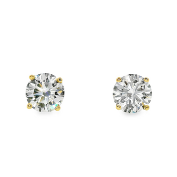 14kt Yellow Gold Lab-Grown Round Diamond Four-Prong Martini-Style Stud Earrings (2.05ct)