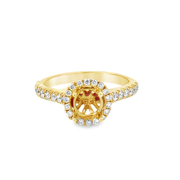 18kt Yellow Gold Halo Natural Diamonds Semi-Mount Ring (0.37ct)