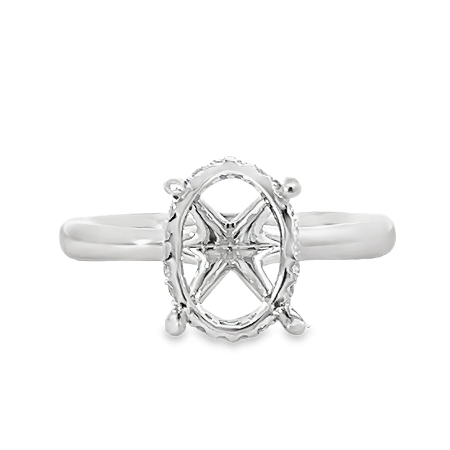 18kt White Gold Hidden Halo Natural Diamonds Semi-Mount Ring (0.11ct)