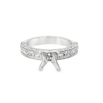 18kt White Gold Pave Natural Diamonds Semi-Mount Ring (0.66ct)