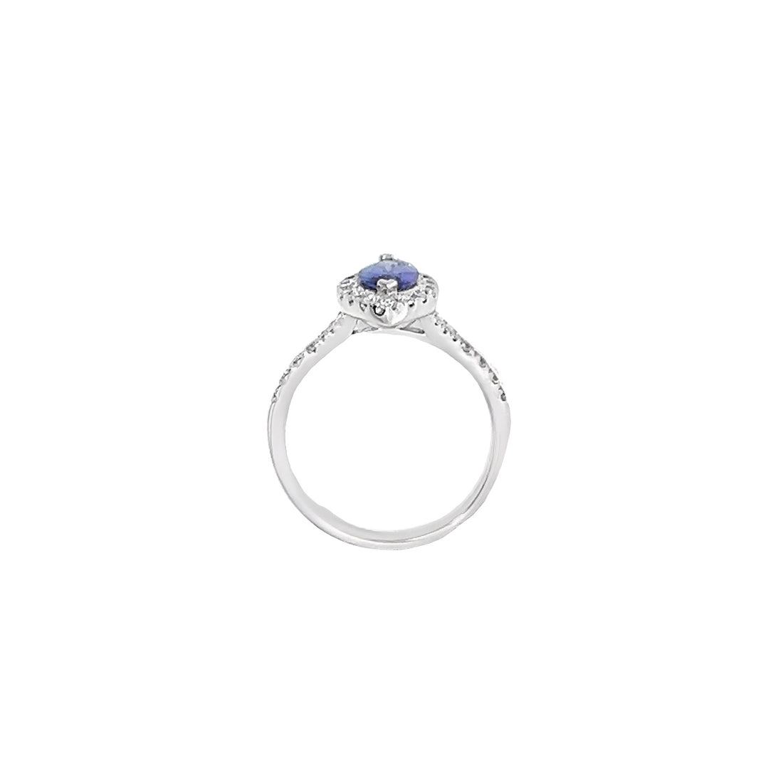 18kt White Gold Marquise Natural Tanzanite and Round Natural Diamonds Ring (1.4ct)