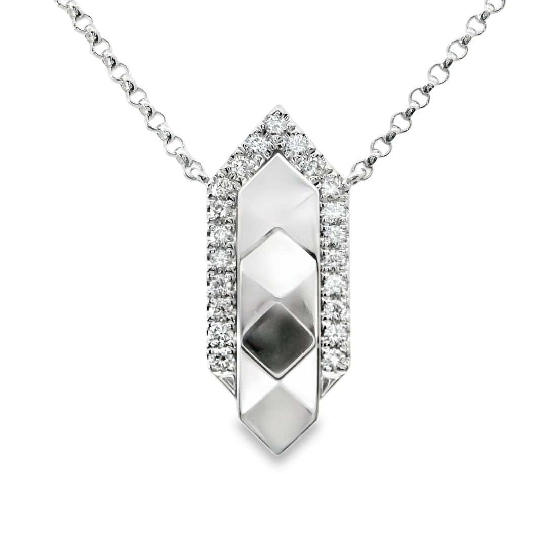 18kt White Gold Natural Diamond Free Form Pendant (0.1ct)