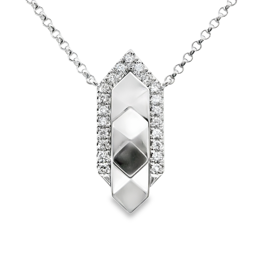 18kt White Gold Natural Diamond Free Form Pendant (0.1ct)