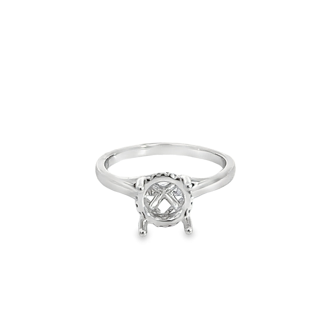 18K White Gold Round Diamond Semi-Mount Ring (.08ct)