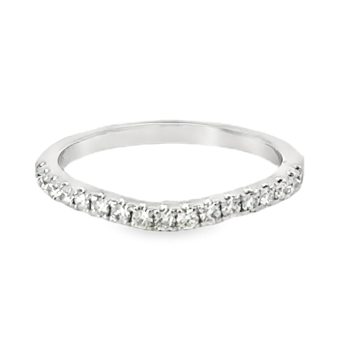 18kt White Gold Diamond Curved Wedding Ring (0.27ct)