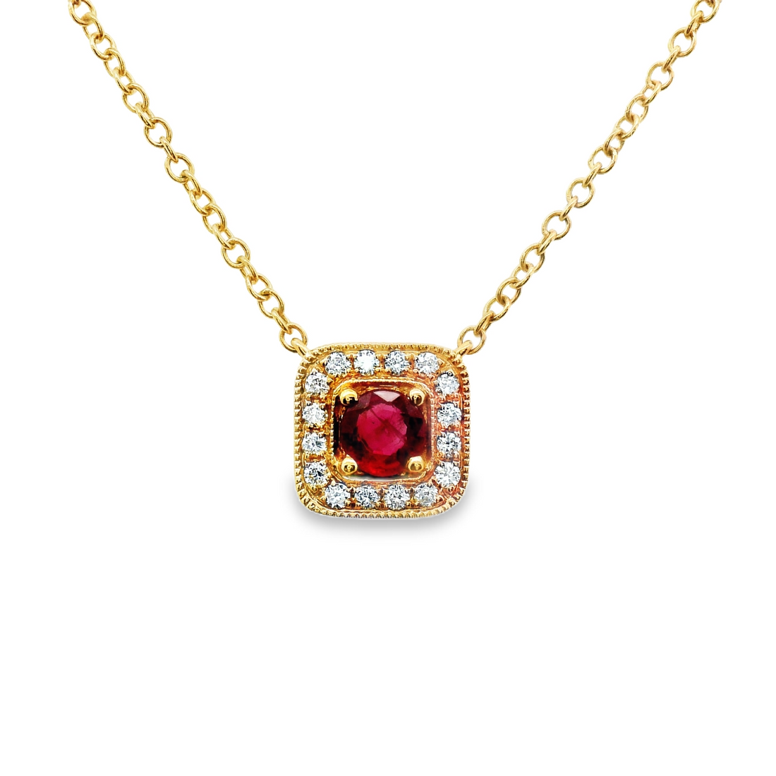 18kt Rosé Gold Natural Ruby And Natural Diamonds Pendant (0.44ct)