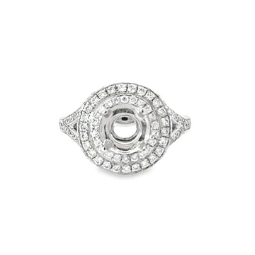 18kt White Gold Halo Natural Diamonds Semi-Mount Ring (0.57ct)