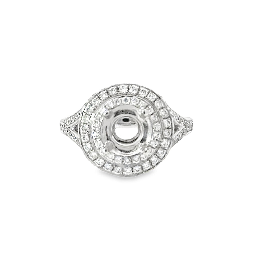 18kt White Gold Halo Natural Diamonds Semi-Mount Ring (0.57ct)