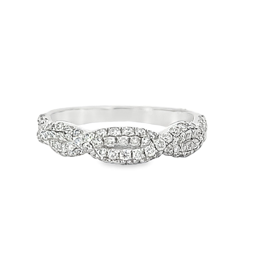 18K White Gold Diamond Criss Cross Wedding Ring (.60ct)