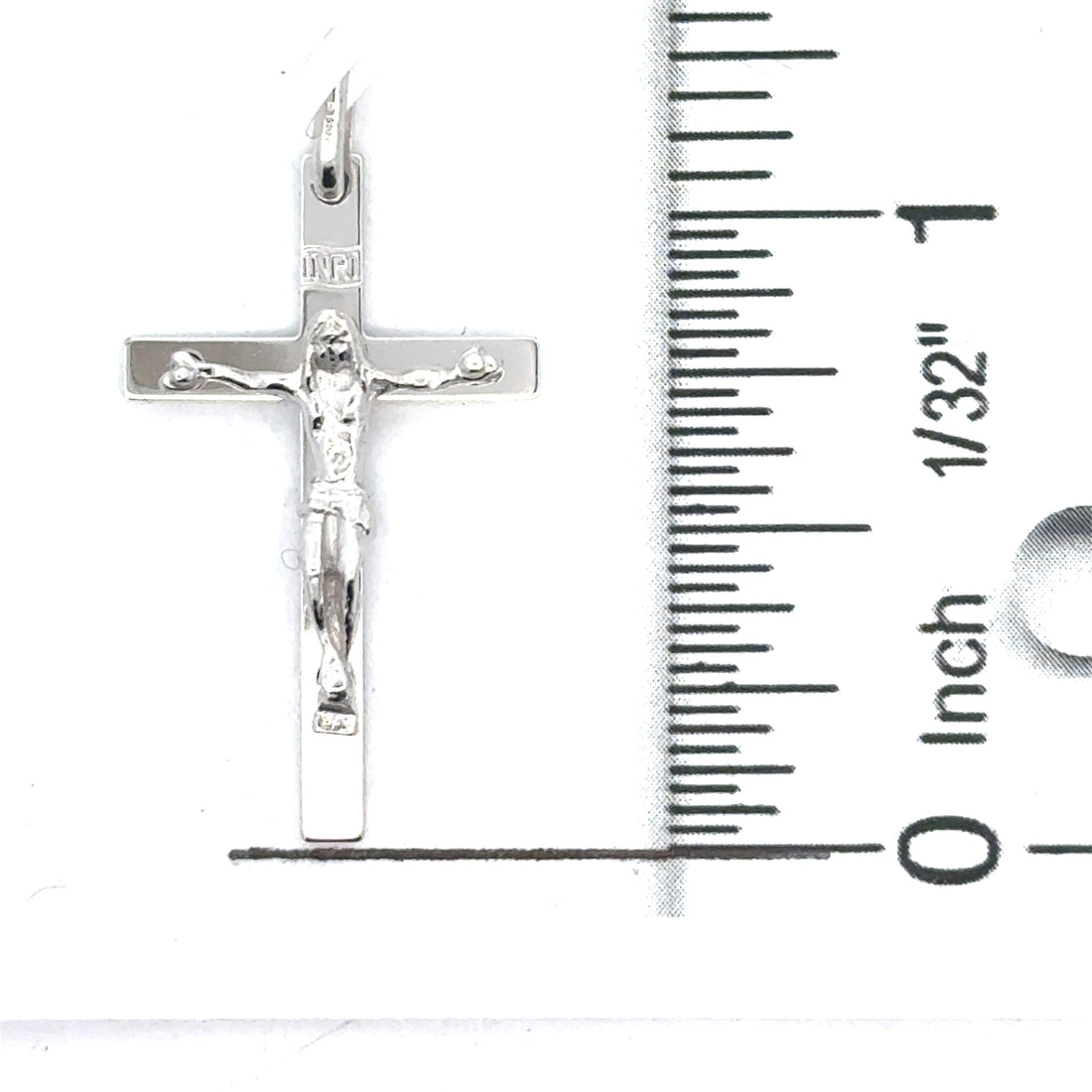 18kt White Gold Italian Made Crucifix Pendant (2.1g)