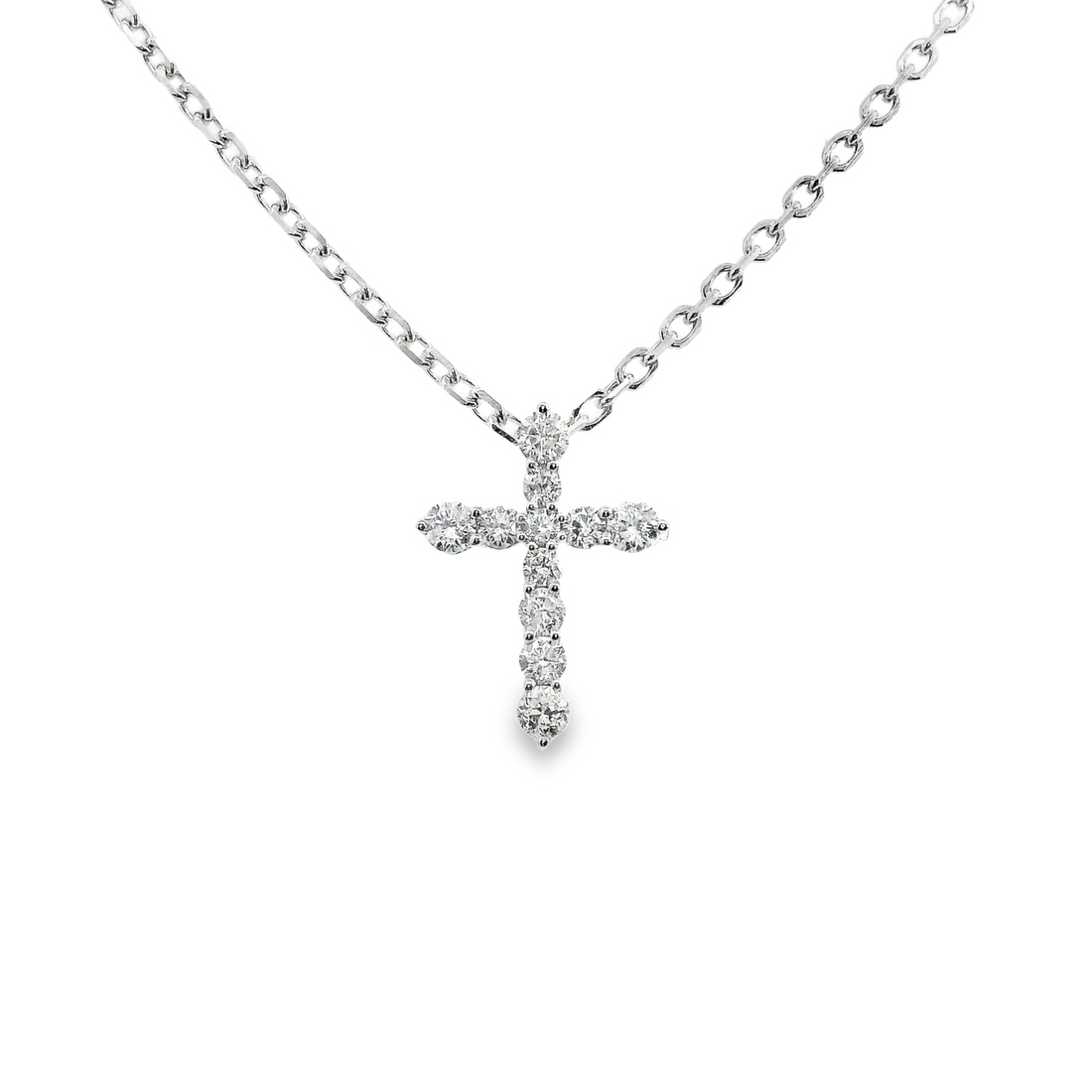 18kt White Gold Natural Round Diamond Cross Pendant (.33ct)