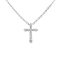 18kt White Gold Natural Round Diamond Cross Pendant (.33ct)
